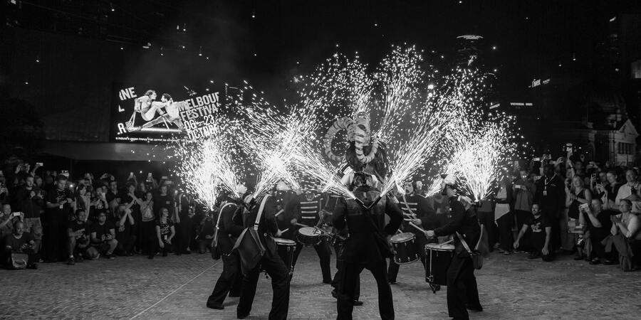 Band performing along with fire Crackers just like that arrange  closing cermony of Mini Olympic Games. 